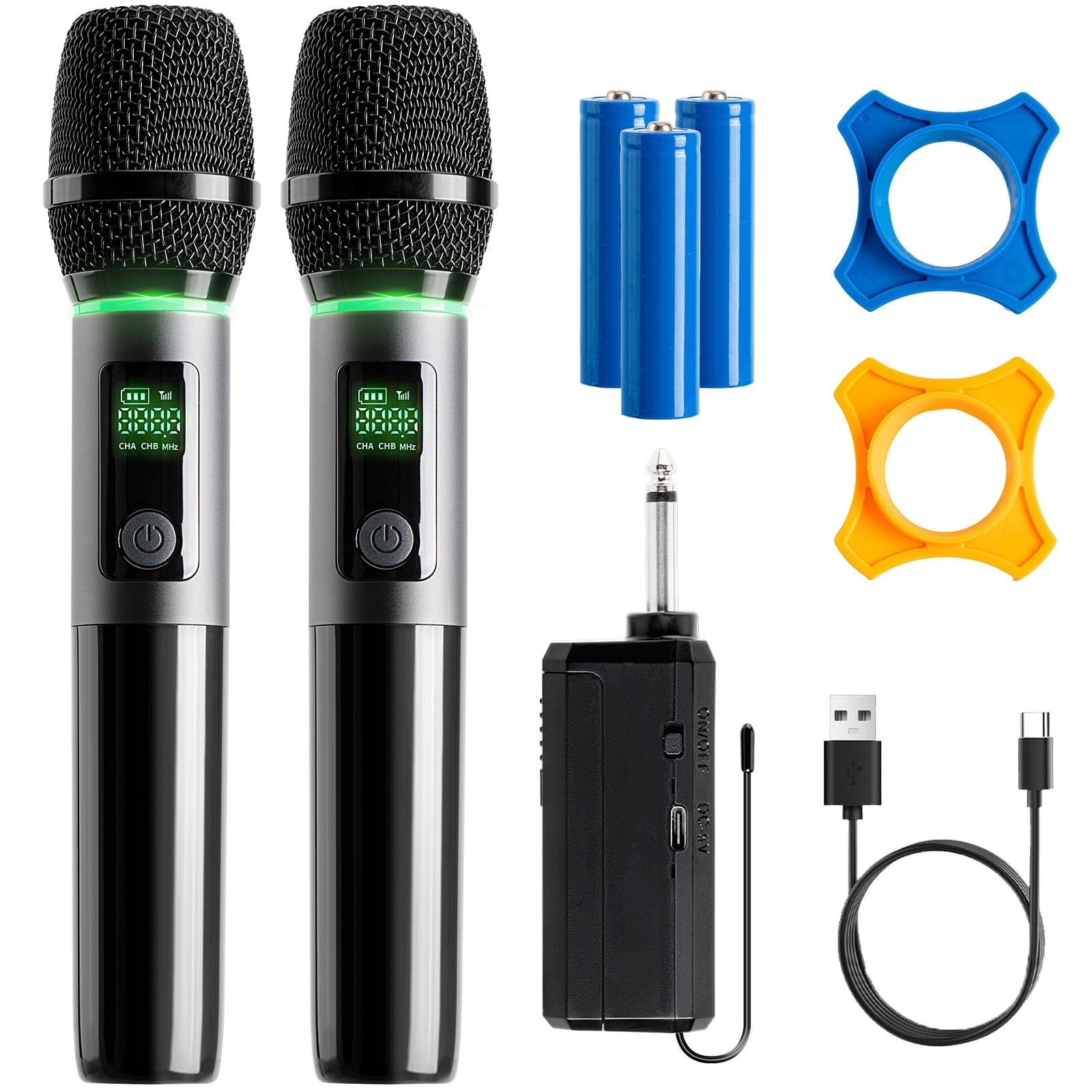 Dammyty Dual Wireless Microphone Professional UHF Handheld Dynamic Microphone for Karaoke Singing, Party, Wedding