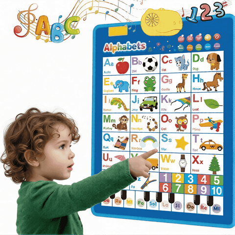 Dammyty Upgraded Electronic Alphabet Poster, Learning Toys for Toddlers 1-3, Talking ABCs, Music Poster, Interactive Educational Toddler Toy for Boys Girls