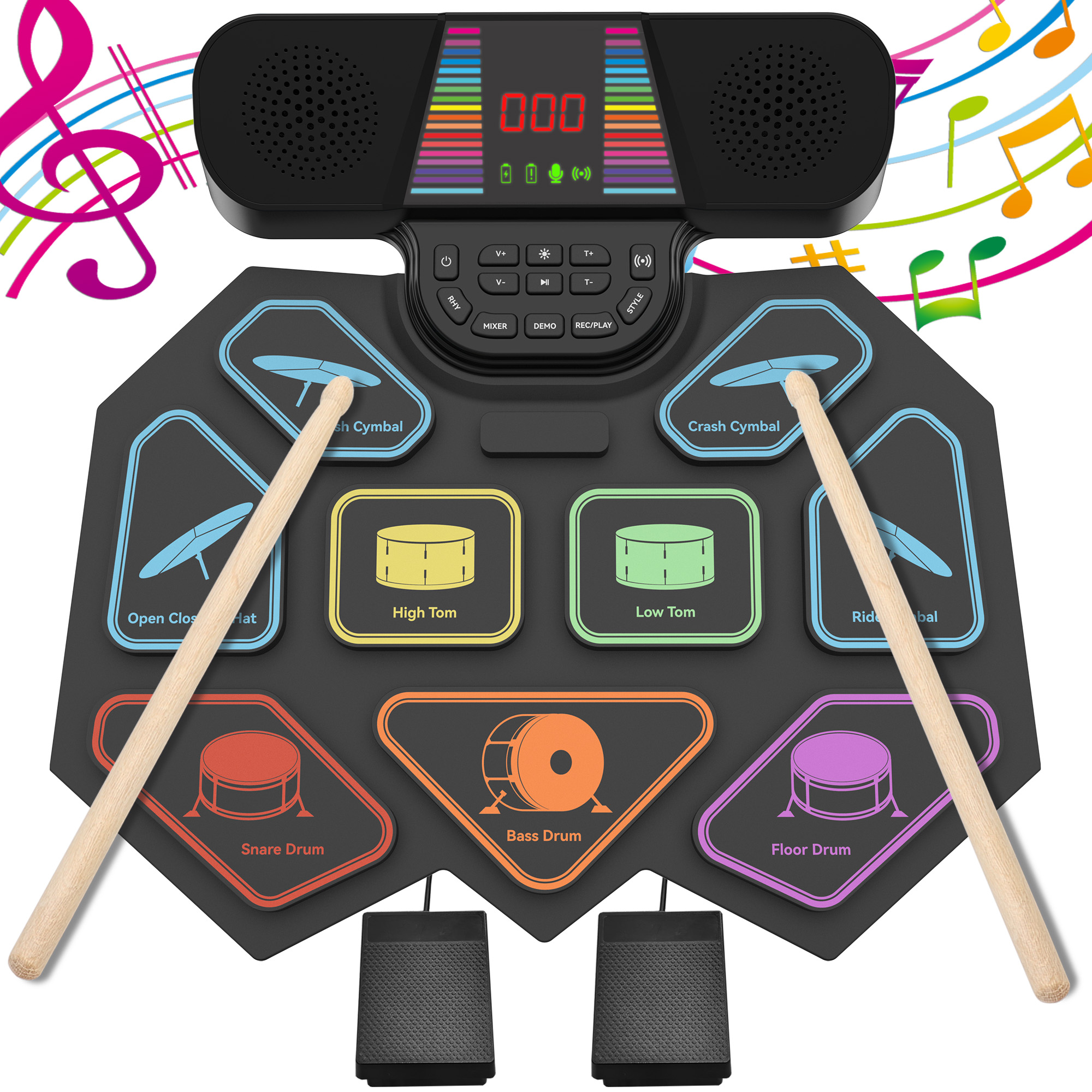 Dammyty Electronic Drum Set for Kids Adults, 9 Pads Portable Electric Drums with Headphone Jack & Speaker