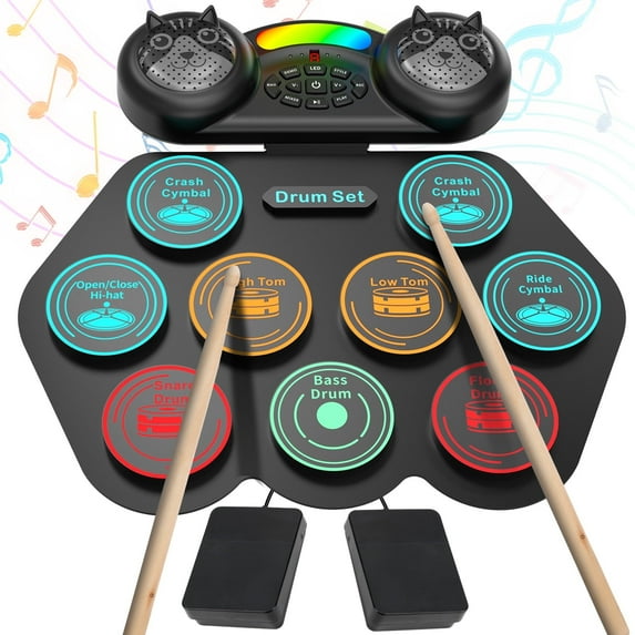 Dammyty Electronic Drum Set for Kids Adults, 9 Pads Portable Electric Drums with Headphone Jack & Speaker