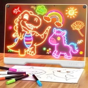 Dammyty LED Light-Up Drawing Board with 7 Light Effects, 16 Rechargeable Led Note Board with Colors, Neon Light Up Drawing Tablet for Kids, Christmas Birthday Gift