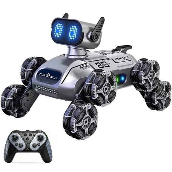 Dammyty RC Robot Dog for Kids, Intelligent Robot Toys with Light & Music, 8WD Stunt RC Dog Robot Toy for Boys Girls