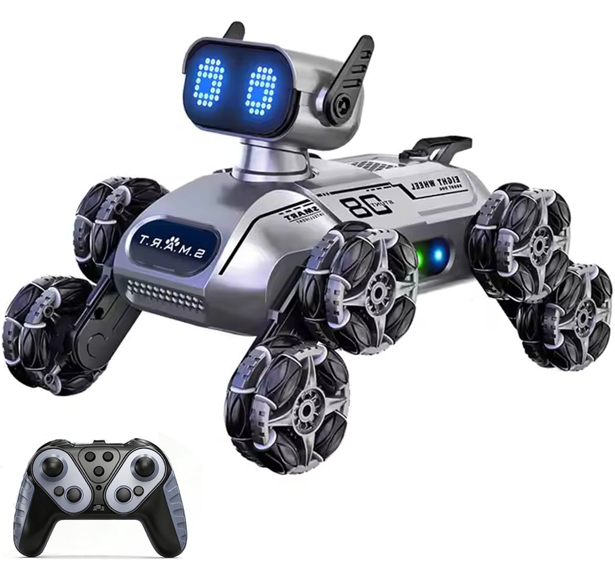 Dammyty RC Robot Dog for Kids, Intelligent Robot Toys with Light & Music, 8WD Stunt RC Dog Robot Toy for Boys Girls
