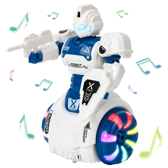 Dammyty Robot Toy for Kids, Intelligent Electronic Walking Dancing Singing Robot Toys with 360° Spinning and Lights for Boys Girls, Blue