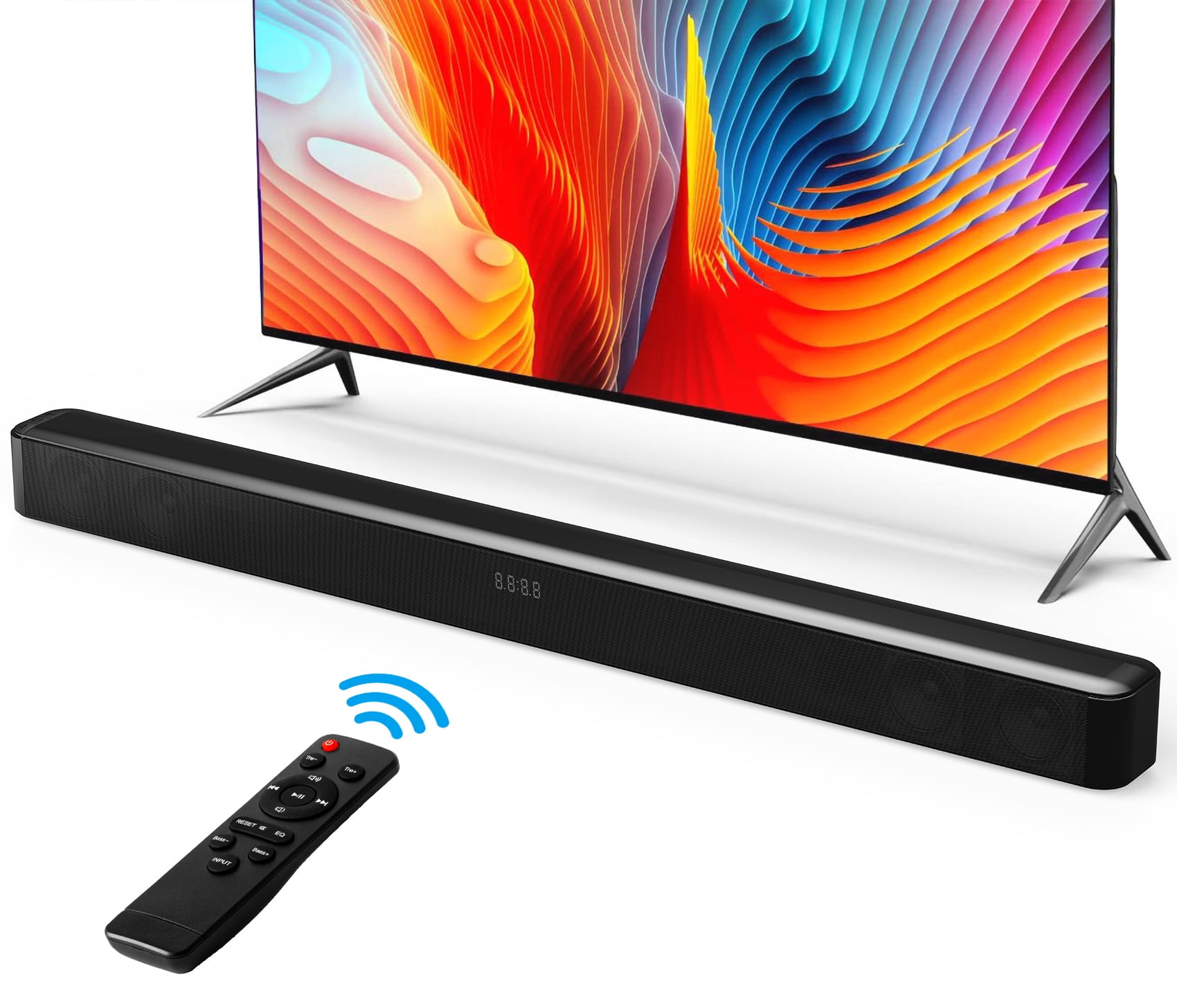Dammyty Sound Bar for TV, 60W Soundbar with Built-in Subwoofer, 3D Surround Sound System TV Sound Bar, Home Theater Speakers, HDMI-ARC, Bluetooth, Optical, Coax