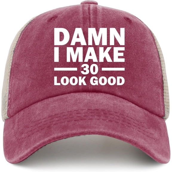 Damn I Make 30 Look Good Hat Trucker Hat Women Vintage Mesh Baseball Cap for Summer