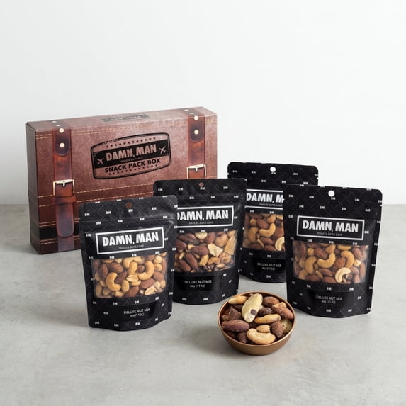 Damn, Man Deluxe Nut Mix Snack pack - 4 Bags of Gourmet Mixed Nuts - 16 oz. Total