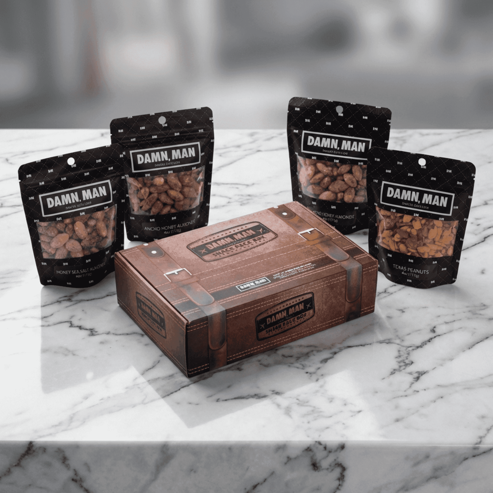 Damn, Man Honey BBQ Nut Snack Pack Box - Sweet & Spicy Father's Day Gift for Dad