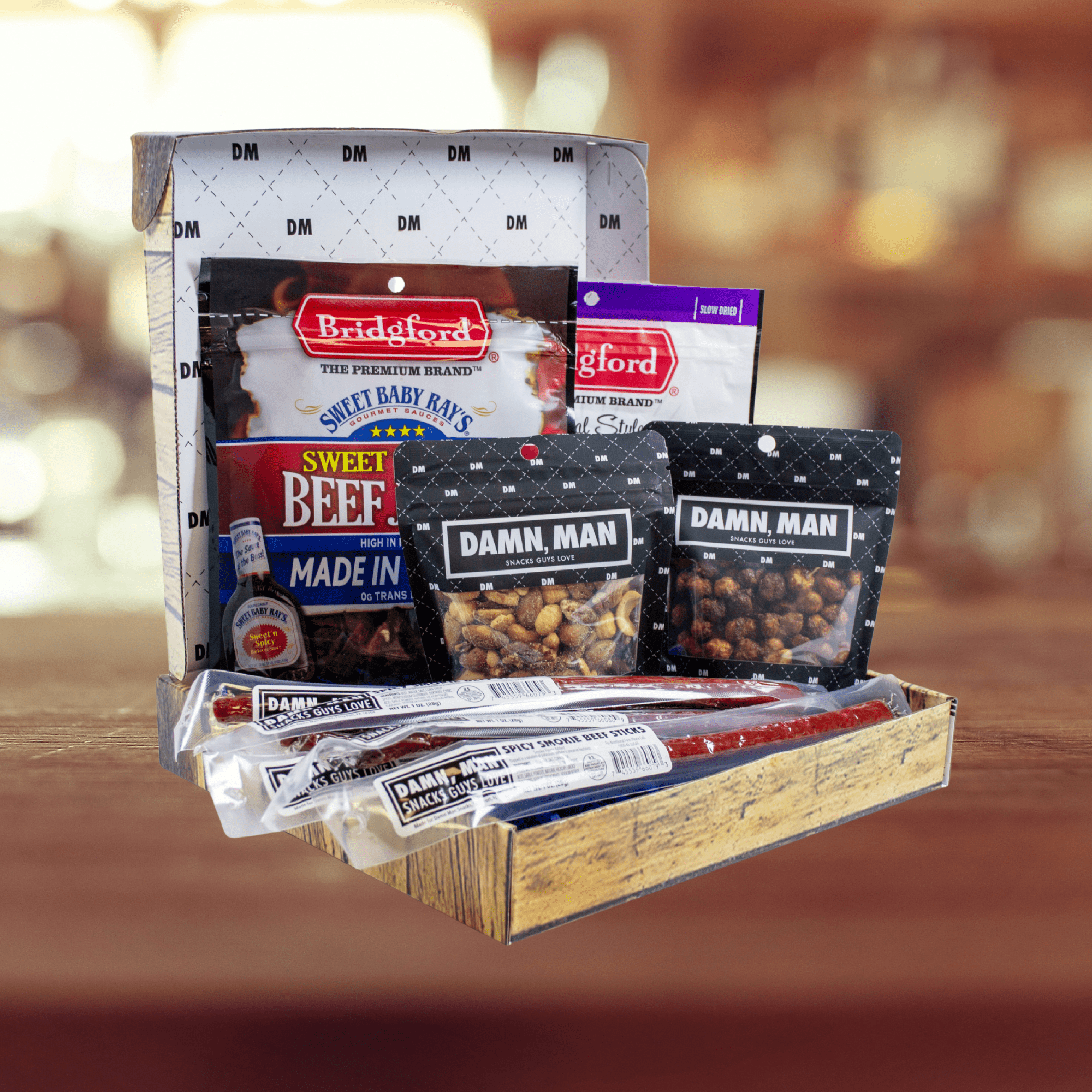 Damn Man Wise Guy Gift Box, Spicy Beef Jerky Snacks, 10 Count, 1.37 lbs