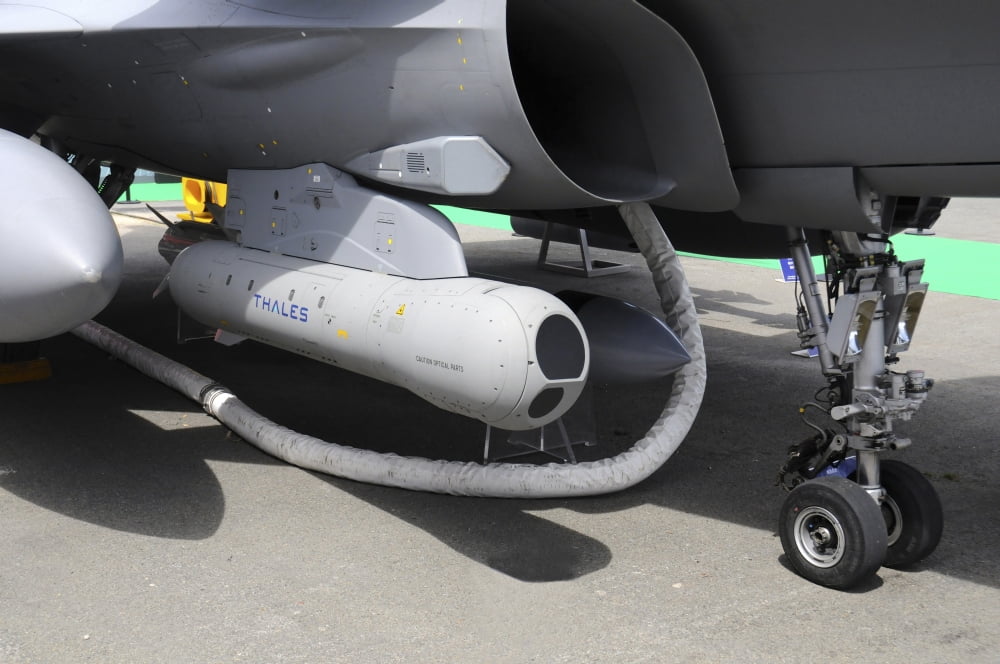 Damocles targeting pod mounted on a French Air Force Rafale fighter plane Canvas Art - Riccardo NiccoliStocktrek Images (17 x 12)