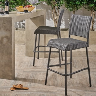 Outdoor Wicker Bar Stools Gray Walmart