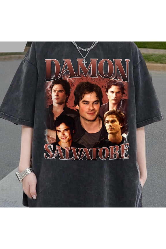 Damon Salvatore Bootleg Unisex T-Shirt - Vampire Diaries Graphic Tee with Dramatic Portrait Design