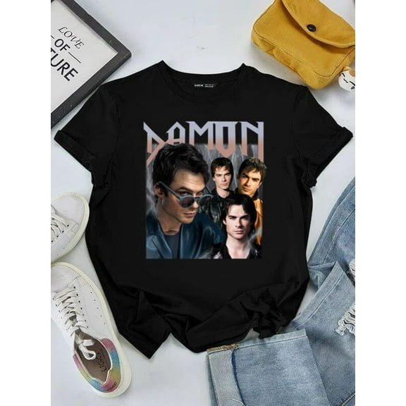 Damon Salvatore The Vampire Diaries Vintage 90s Fan Unisex Tee 45997, for men & women, up to size 5XL
