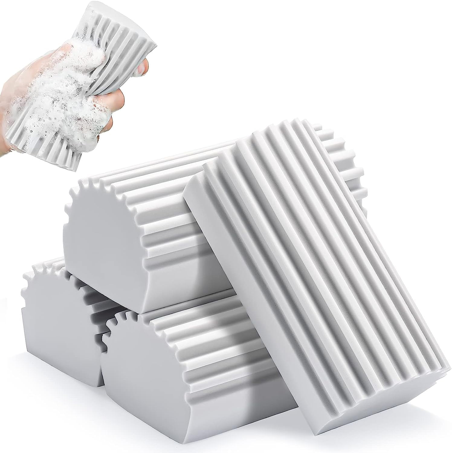 Damp Clean Duster, 4 Pack Magic Sponge Eraser for Household Cleaning