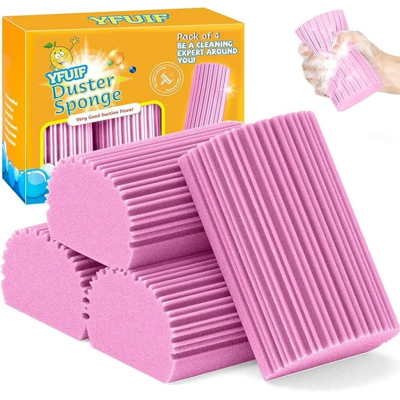 Damp Clean Duster Sponge, Magic Sponge Eraser Baseboard Cleaner Tool, Dusters for Cleaning Blinds, Glass, Vents, Railings, Mirrors,Window Track Grooves and Faucets