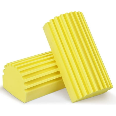 Damp Duster, 2-Pack Magical Dust Cleaning Sponge Blind Cleaner Duster Tool Sponge Cleaning Brush Reusable Dusters for Cleaning Baseboards, Vent, Ceiling Fan & Cobweb, Lock(Yellow)