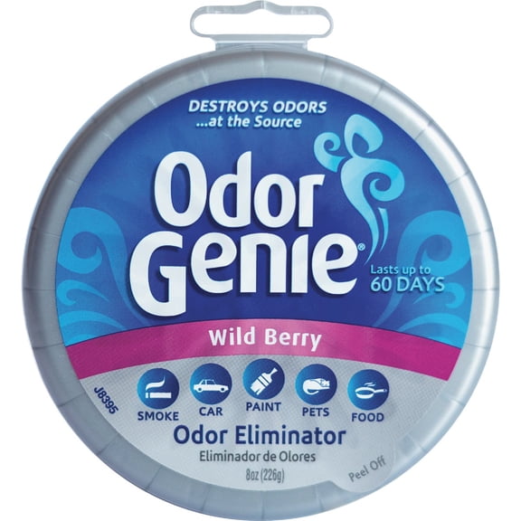 DampRid Genie Odor Eliminator Wild Berry Scent - Odor Eliminating Solid Gel - 8 Oz