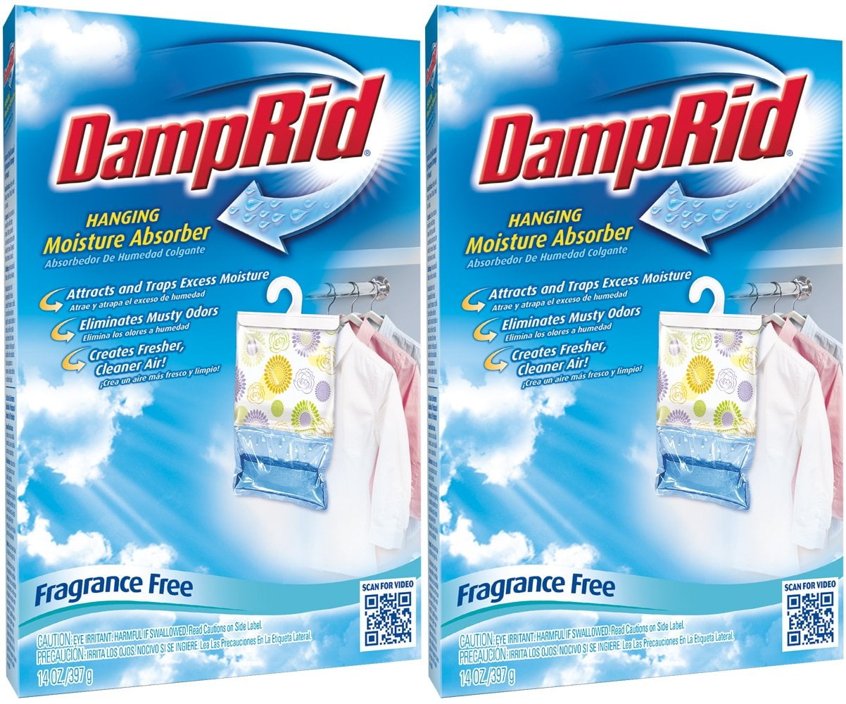 Damp Rid Hanging Moisture Absorber Fresh Scent Bag, 14 oz, 2 Pack