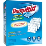 DampRid 10.5 oz Fragrance Free Absorber Easy Fill Refill Packs-4 Count – Attracts & Traps Moisture for Fresher, Cleaner Air, Blue/White