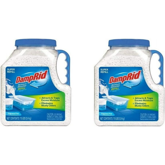 DampRid FG37 Moisture Absorber Refill, 7.5 lb, Fragrance Free 2 Pack