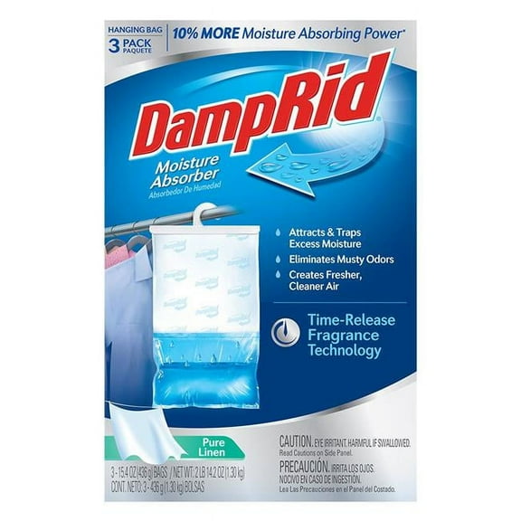 DampRid FG83PLSB Closet Freshener Moisture Absorber, Pure Linen, 15.4 oz., 3-Pk. - Quantity 1