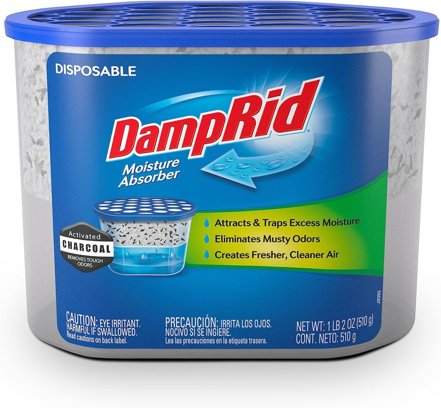 damprid fragrance free disposable moisture absorber with activated charcoal; 18oz - 3 pack; moisture absorber & odor remover