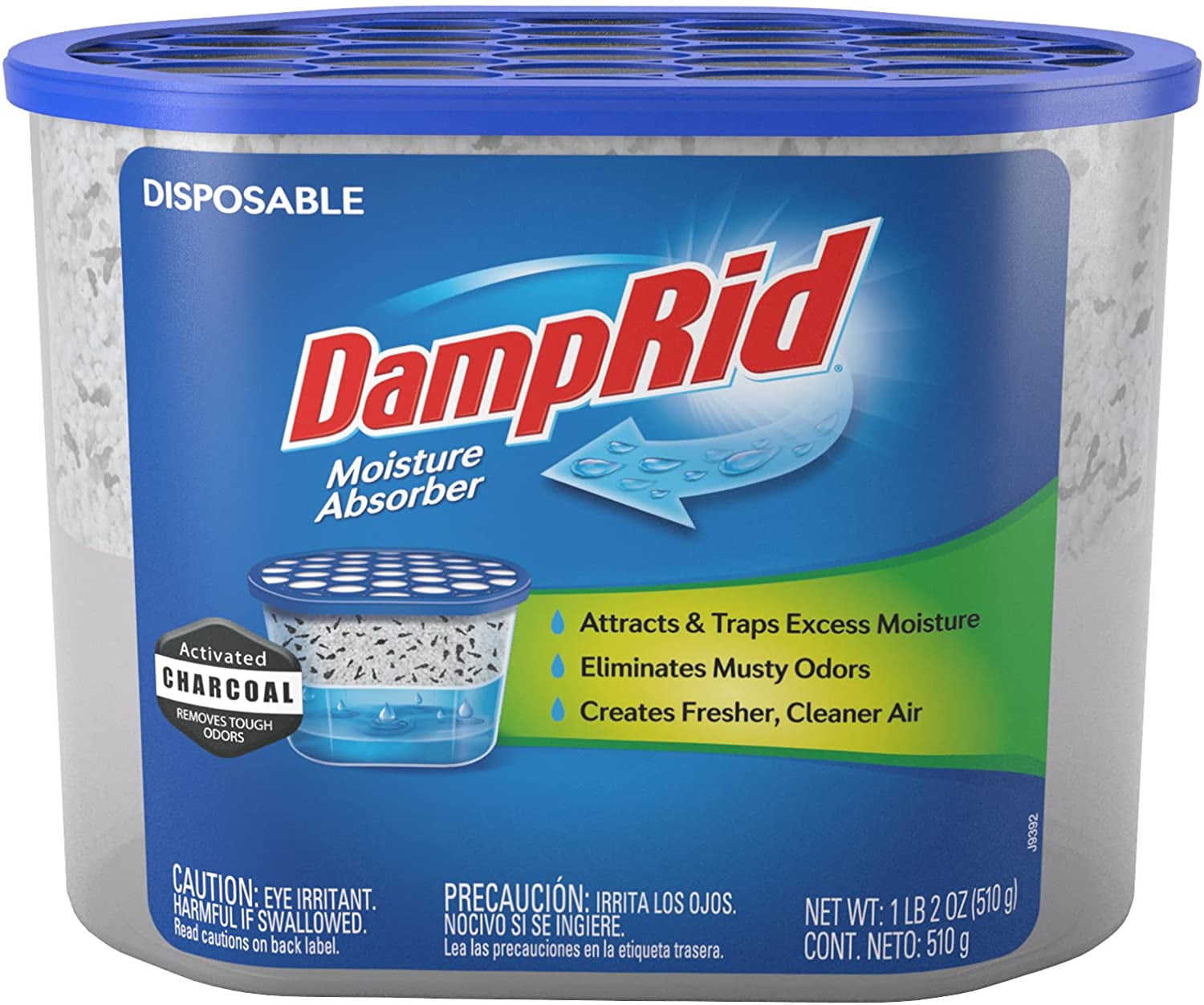 DampRid Fragrance Free Disposable Moisture Absorber with Activated Charcoal - 18oz; Moisture Absorber \u0026 Odor Remover