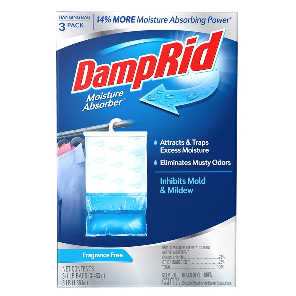 DampRid Fragrance Free Hanging Moisture Absorber, 16 oz, 3 Pack
