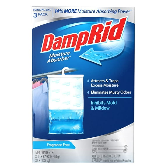 DampRid Fragrance Free Hanging Moisture Absorber, 16 oz, 3 Pack