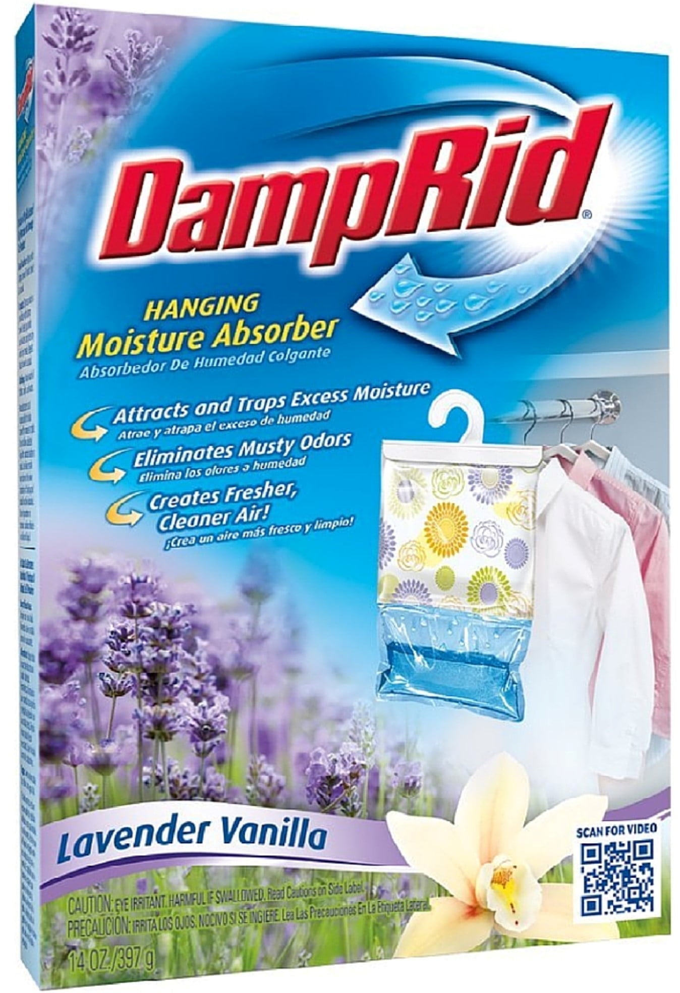 DampRid Hanging Moisture Absorber, Lavender Vanilla, 14 oz Pack of 3 ...