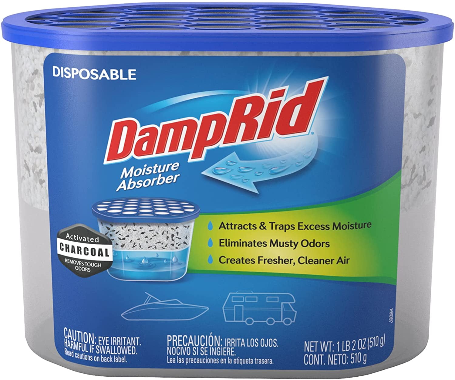 DampRid Moisture Absorber with Activated Charcoal for Boats & RVs, 18 oz.Fragrance Free