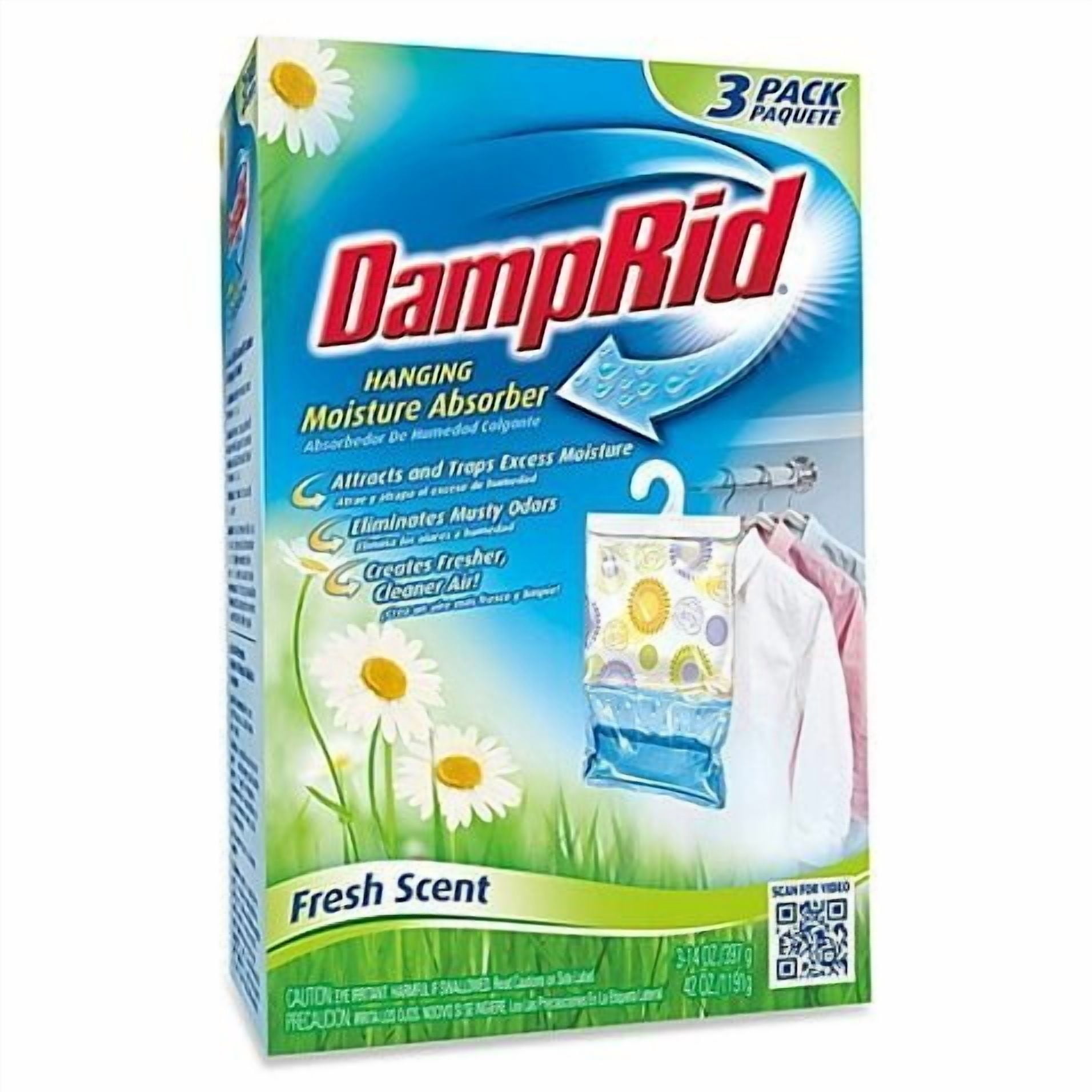 Damp Rid Hanging Moisture Absorber, Fresh Scent, Set of 3 Pack of 1