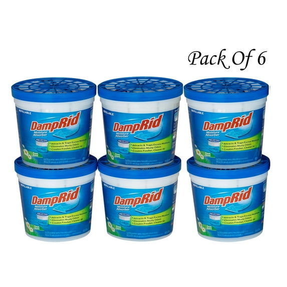 DampRid Refillable Moisture Absorber, 10.5 oz. Cups, 6 Pack, Fresh Scent