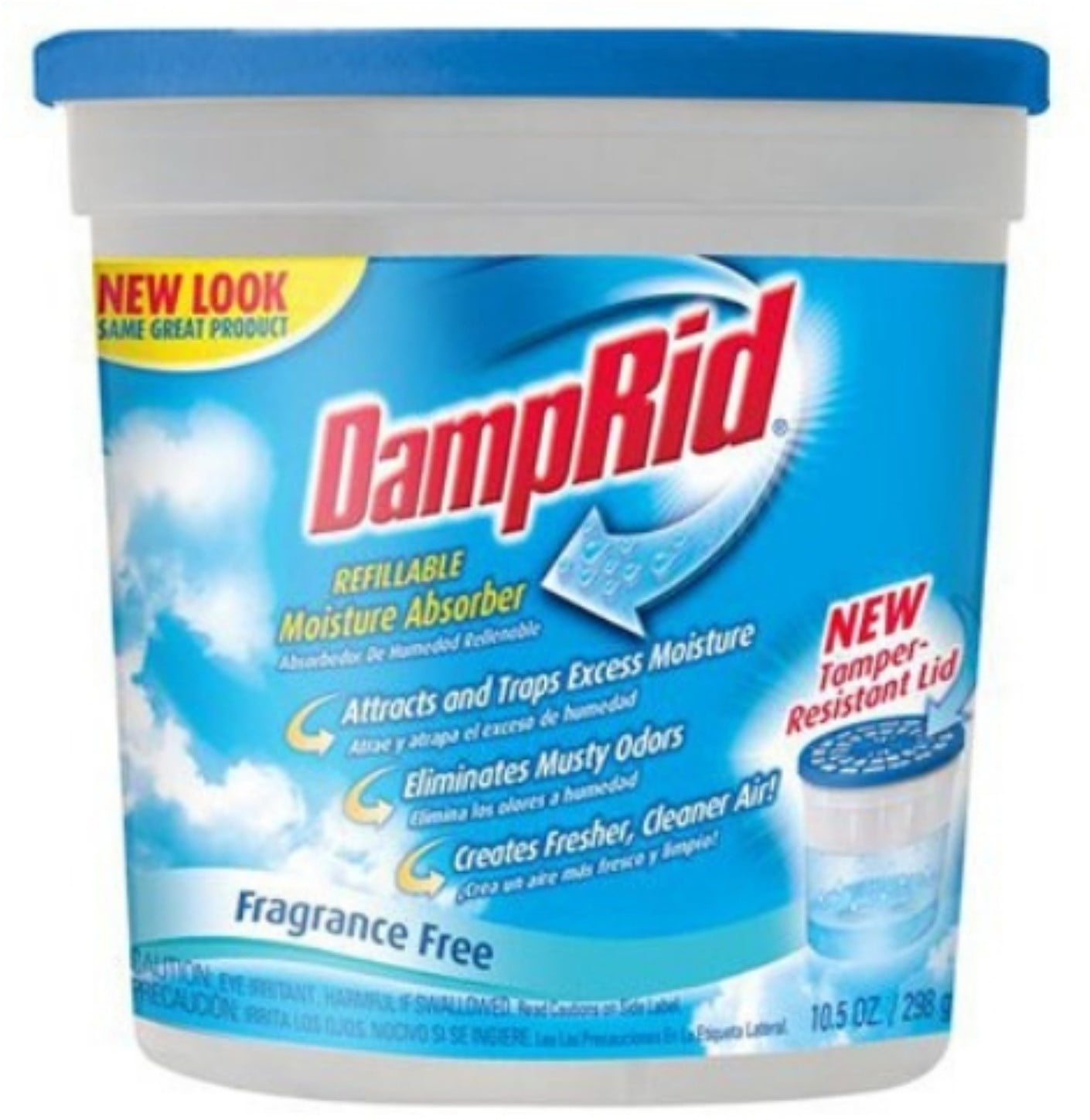 DampRid Refillable Moisture Absorber, Fragrance Free 10.5 oz (Pack of 4)