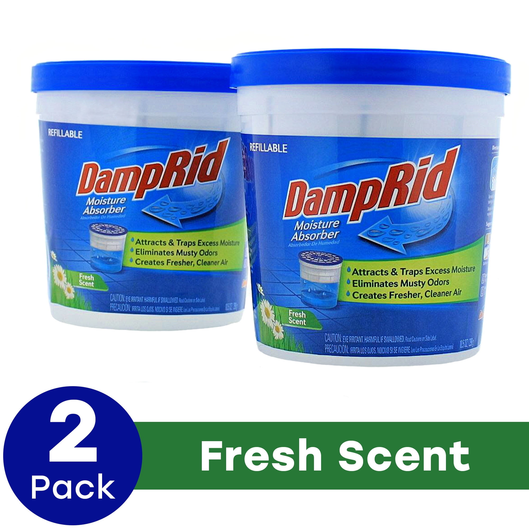 DampRid Refillable Moisture Absorber, Fresh Scent, 10.5 Oz, 2 Pack