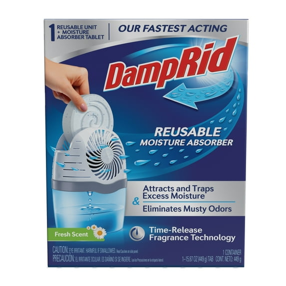 DampRid Reusable Moisture Absorber with Drop-ln Tablet, Fresh Scent, 15.8 oz.