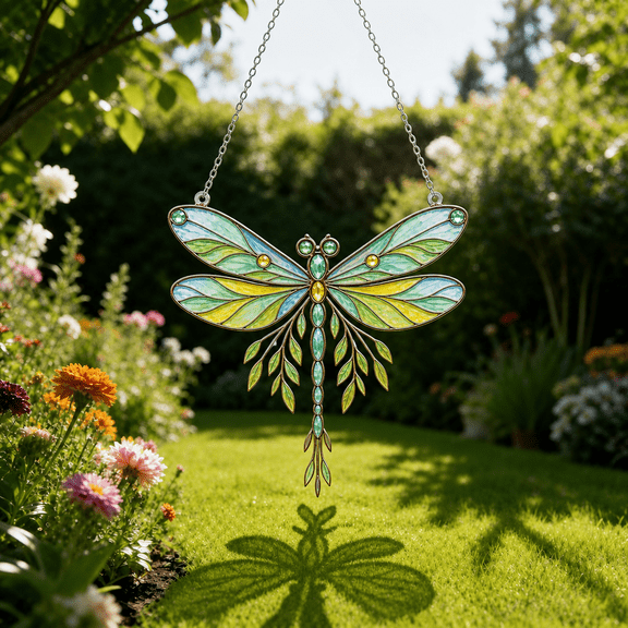 Damselfly Acrylic Suncatcher Window Hanging, Stained Glass Style Gift for Mom