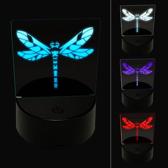 Damselfly Dragonfly Winged Insect Bug LED Night Light Sign 3D Illusion Desk Nightstand Lamp
