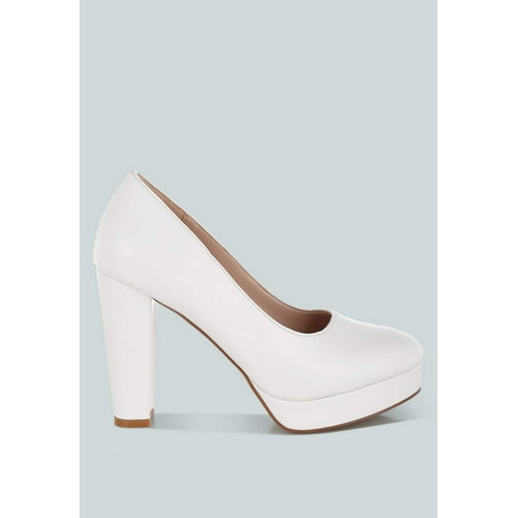 Damsor Faux Leather Block Heel Pumps