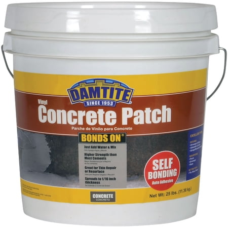Damtite 04025 Gray Bonds-On Vinyl Concrete Patch, 25 lb. Pail