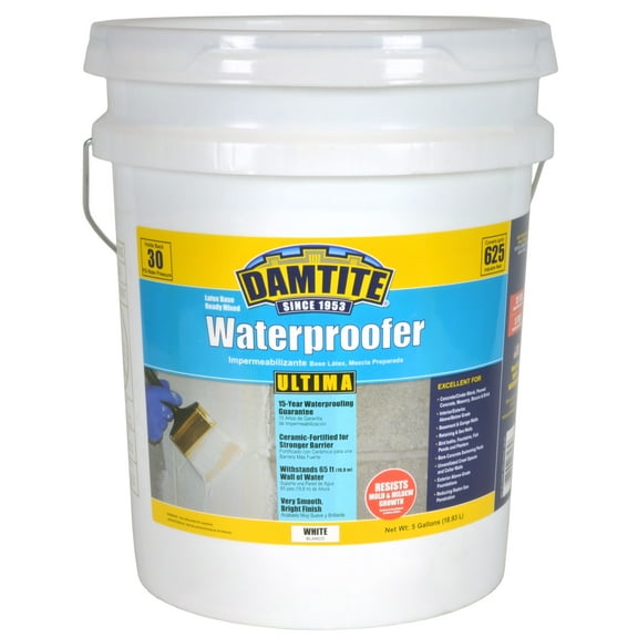 Damtite Ultima Latex Waterproofer, White, 5 Gallon