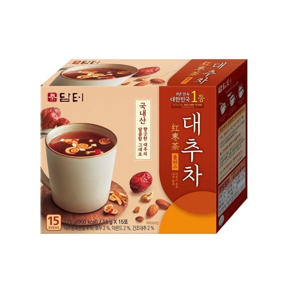 Damtuh Jujube Tea Plus Drink Mix, 15g Sticks (15 Count, Caffeine-Free, Made in Korea)