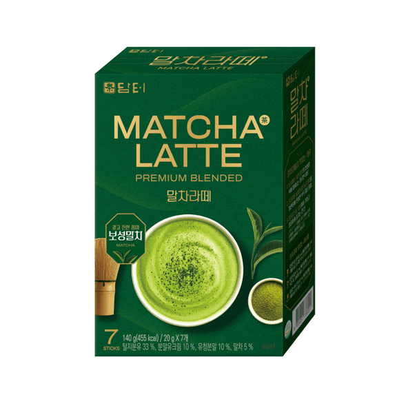 Damtuh Matcha Latte Powder, 20g x 7 Sticks Creamy Korean Matcha Latte Powder Mix, Instant Green Tea Drink Mix for Smooth Caf-Style Matcha