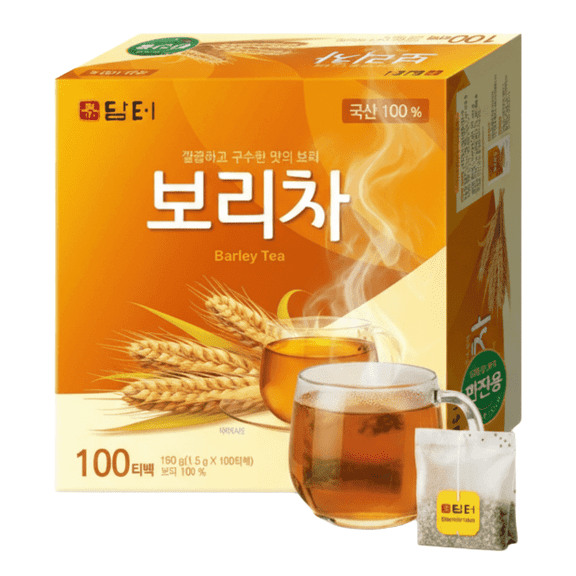 Damtuh Roasted Barley Tea Bags (Boricha/Mugicha), Caffeine-Free, 100 Count, 1.5 g Each (150 g)