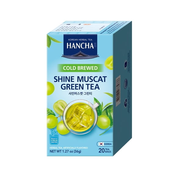 Damtuh Shine Muscat Green Tea, Cold Brew Green Tea Bags, 20 Tea Bags, 1.8 g Each