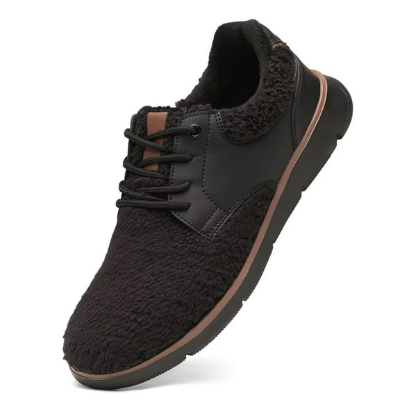 Damyuan Men's Comfy Winter Cotton Shoes Indoor Outdoor House Shoes Knit Lined Warm Soft Boots