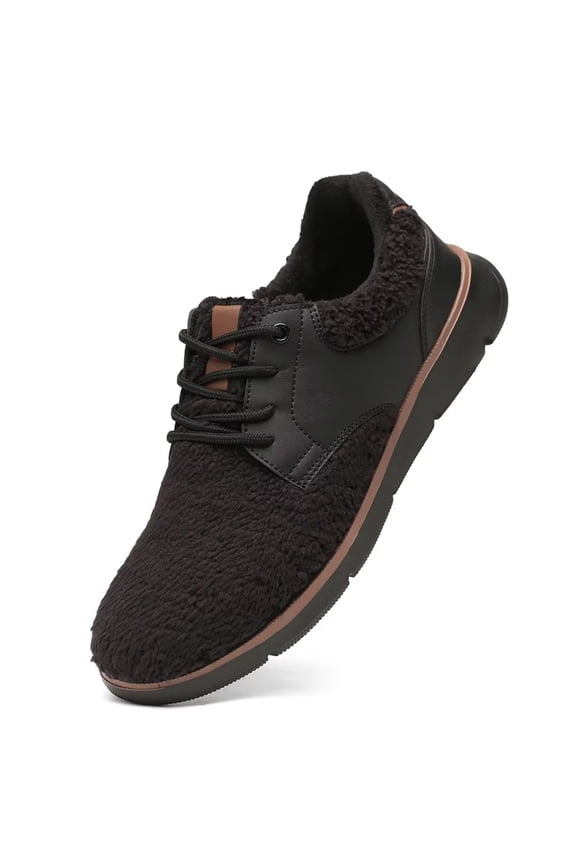 Men's Comfy Winter Cotton Shoes Indoor Outdoor House Shoes Knit Lined Warm Soft Boots