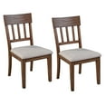 thumbnail image 1 of Dan 25 Inch Dining Side Chair, Slatted Back, Gray Cushion, Set of 2, Brown - Saltoro Sherpi, 1 of 6