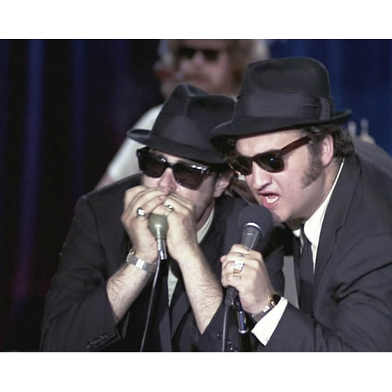 Dan Aykroyd And John Belushi In The Blues Brothers Singing Playing Harmonica 24X36 Classic Hollywood Poster