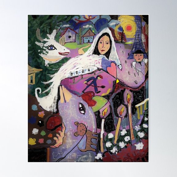 Dan Baran Painting Marc Chagall Tribute Poster Wall Art Modern Wall Decor For Living Room Bedroom Art